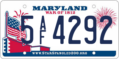 MD license plate 5AF4292