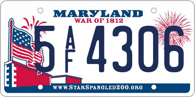 MD license plate 5AF4306