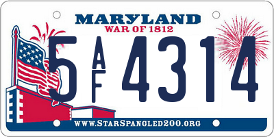 MD license plate 5AF4314