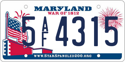 MD license plate 5AF4315