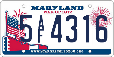 MD license plate 5AF4316