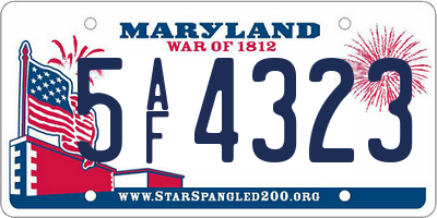 MD license plate 5AF4323