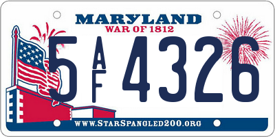 MD license plate 5AF4326