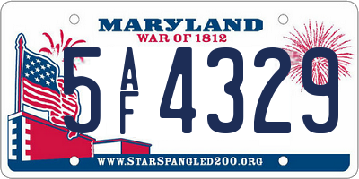 MD license plate 5AF4329