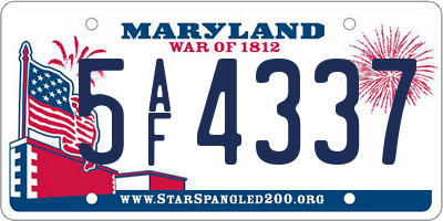 MD license plate 5AF4337