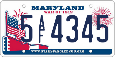 MD license plate 5AF4345