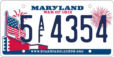 MD license plate 5AF4354