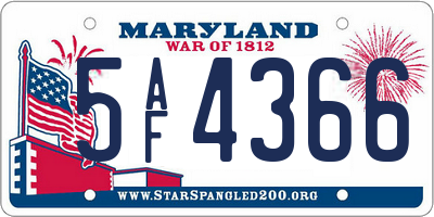 MD license plate 5AF4366