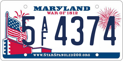 MD license plate 5AF4374