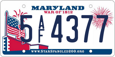 MD license plate 5AF4377