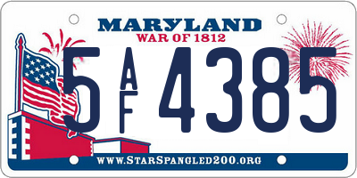 MD license plate 5AF4385