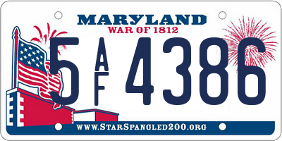 MD license plate 5AF4386