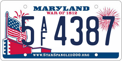 MD license plate 5AF4387