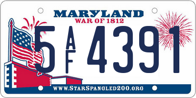 MD license plate 5AF4391