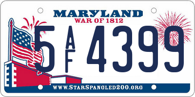 MD license plate 5AF4399
