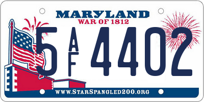 MD license plate 5AF4402