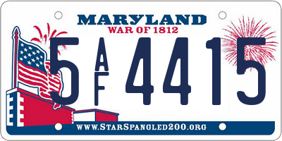 MD license plate 5AF4415