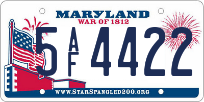 MD license plate 5AF4422