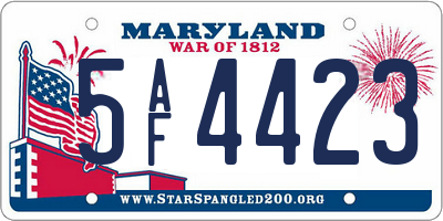 MD license plate 5AF4423