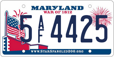 MD license plate 5AF4425
