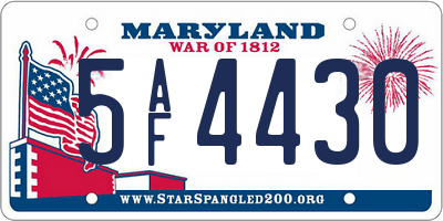 MD license plate 5AF4430
