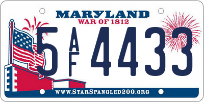 MD license plate 5AF4433