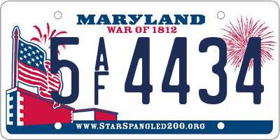 MD license plate 5AF4434