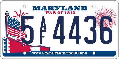 MD license plate 5AF4436