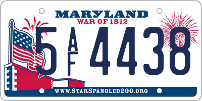 MD license plate 5AF4438