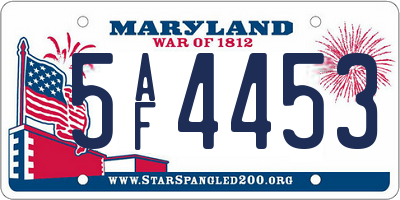 MD license plate 5AF4453