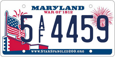 MD license plate 5AF4459