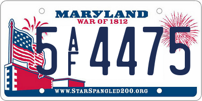 MD license plate 5AF4475