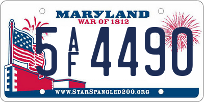 MD license plate 5AF4490