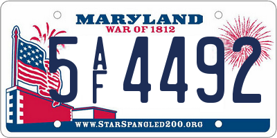 MD license plate 5AF4492