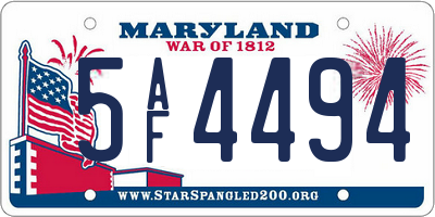 MD license plate 5AF4494