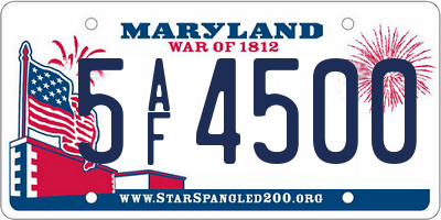 MD license plate 5AF4500
