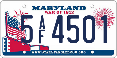 MD license plate 5AF4501