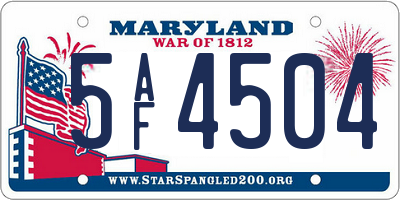 MD license plate 5AF4504