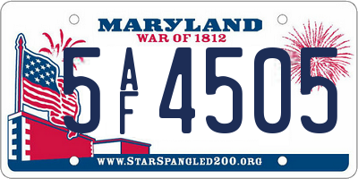 MD license plate 5AF4505