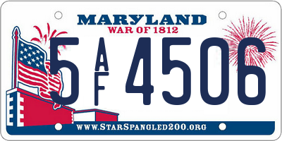 MD license plate 5AF4506