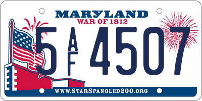 MD license plate 5AF4507