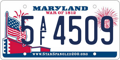 MD license plate 5AF4509