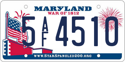 MD license plate 5AF4510