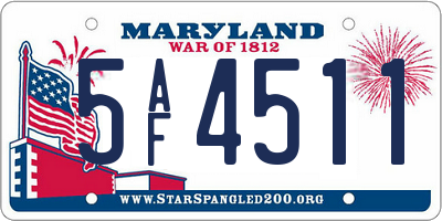 MD license plate 5AF4511