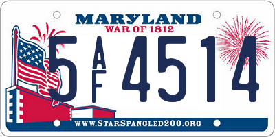 MD license plate 5AF4514