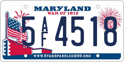 MD license plate 5AF4518