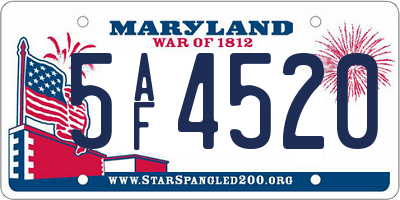 MD license plate 5AF4520