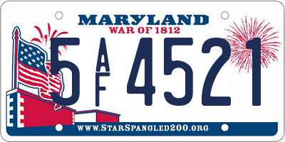 MD license plate 5AF4521