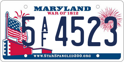MD license plate 5AF4523