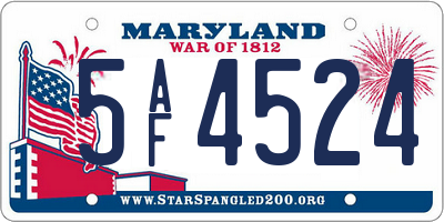 MD license plate 5AF4524